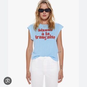 MOTHER THE RIDE OUT TEE SHIRT BISOUS A LA FRANCAISE TEE SHIRT size Medium
